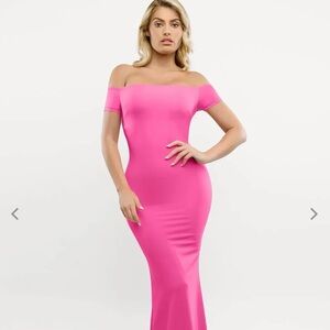 Elegant Strapless built in shapewear Pink Gown